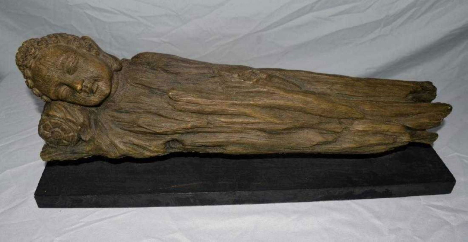 Antique Chinese Carved Rosewood Sleeping Buddha Statue, (1 of 3)