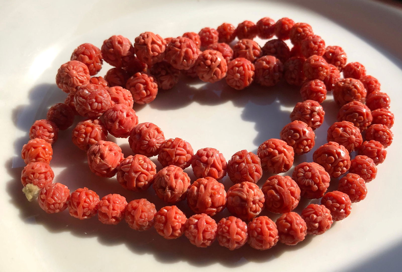 Vintage Carved Coral Beads Necklace (1 of 4)