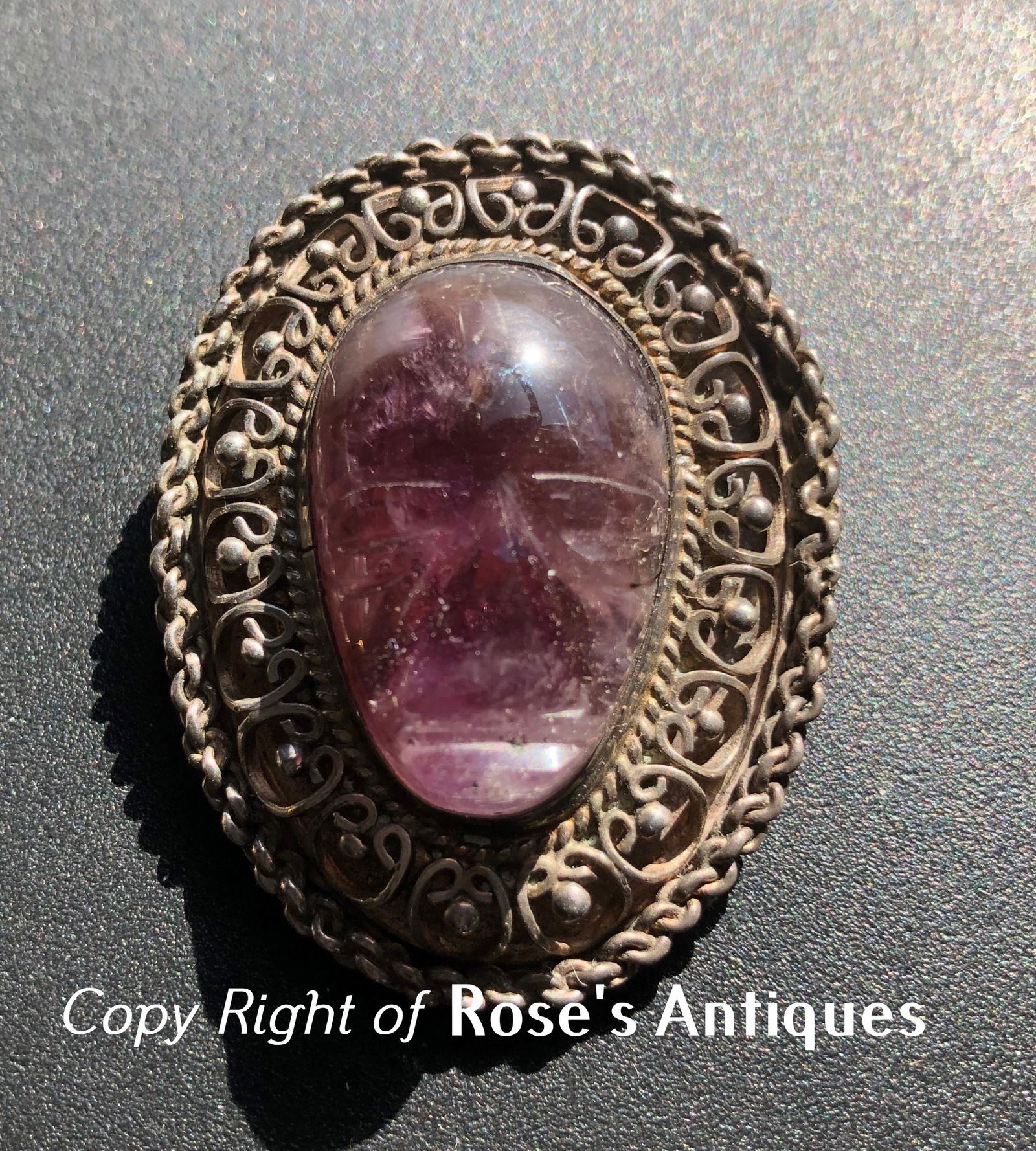 Vintage Silver Amethyst Brooch Pin (1 of 4)