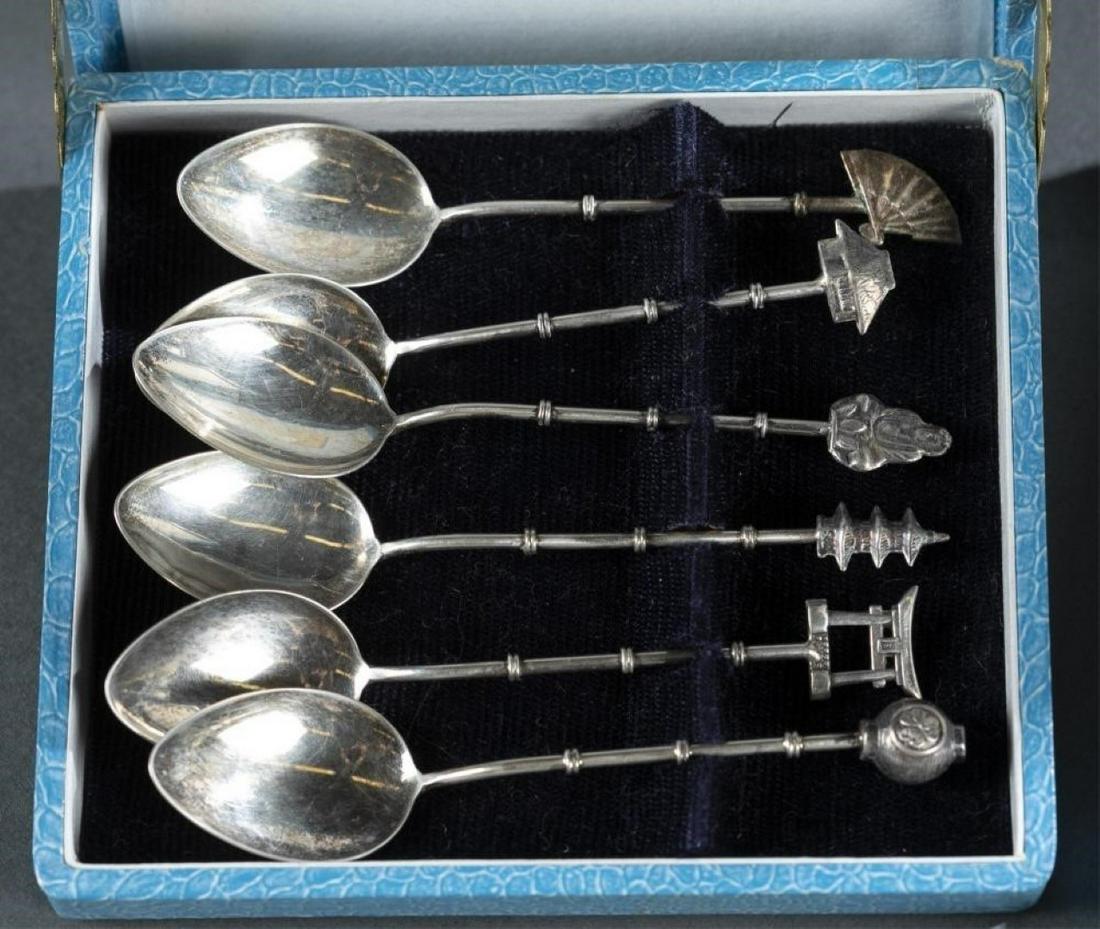 Set of Asian silver spoons. Six spoons in each set. (1 of 1)