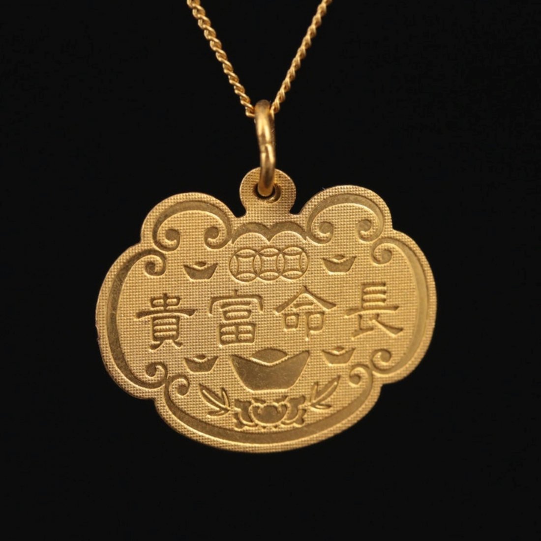 Chinese 24K Yellow Gold Pendant Necklace (1 of 5)