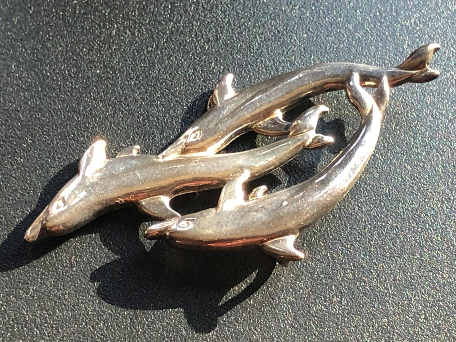 Vintage Silver Dolphin Pendant: Vintage Silver Dolphin Pendant, Size: 2.25"