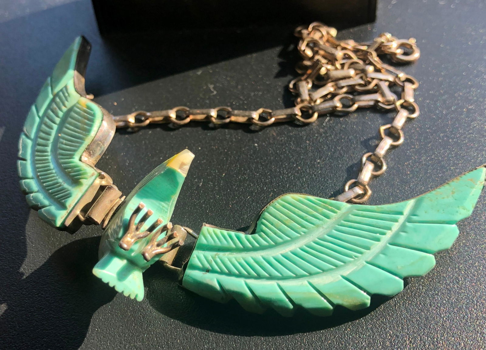 Vintage Silver Turquoise Eagle Pendant Necklace (1 of 4)