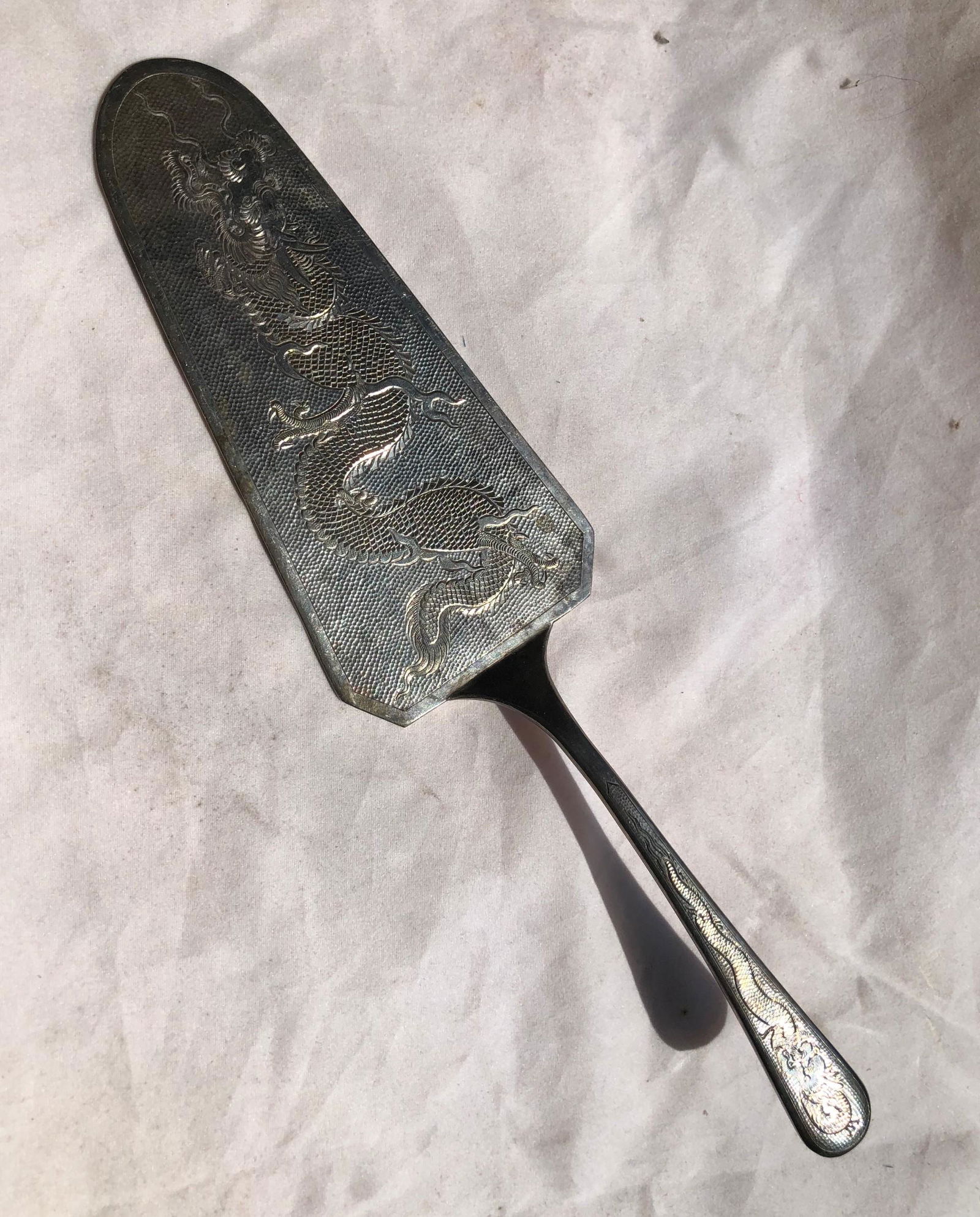 Antique Chinese Silver Dragon Utencil with Chinese (1 of 5)