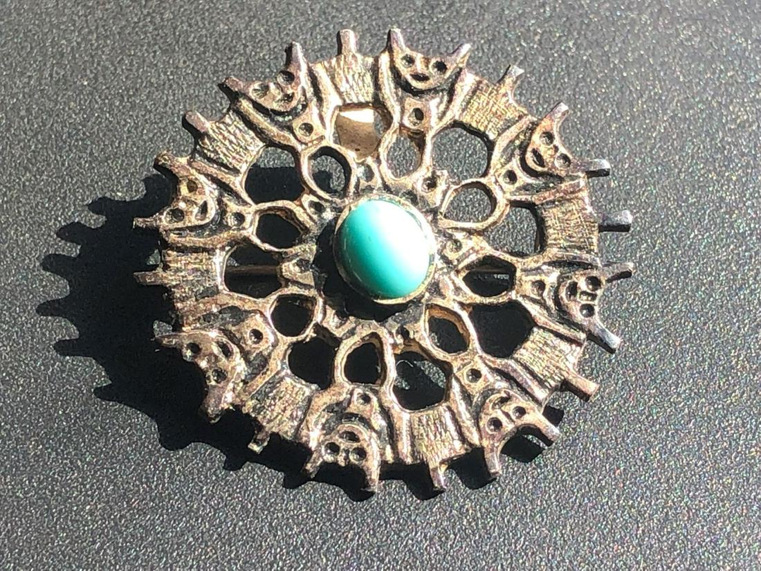 Antique UADOR silver Turquoise Brooch Pin (1 of 4)