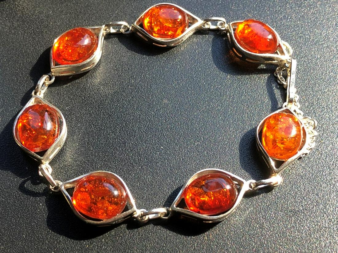 Vintage Silver Amber Bracelet (1 of 4)