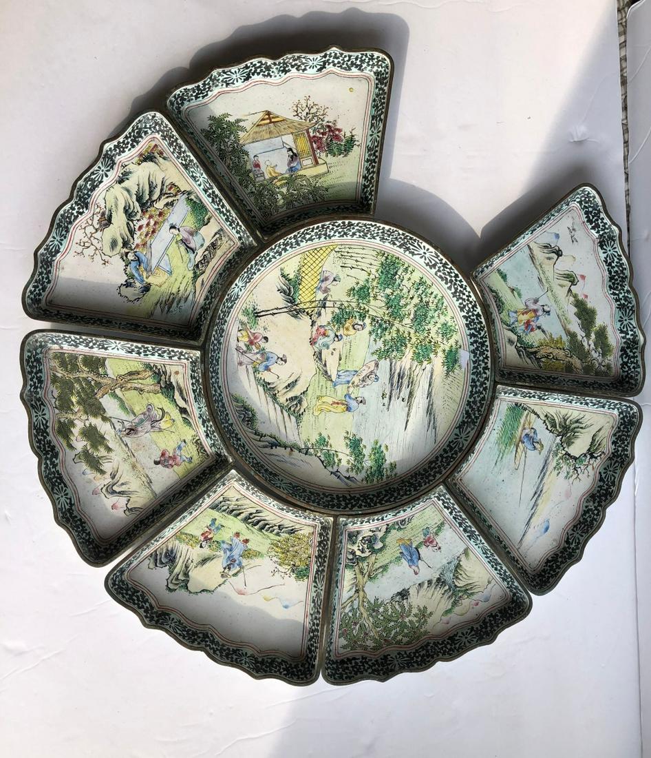 Set of Antique Chinese Enamel Dishes Qian Long Period (1 of 7)
