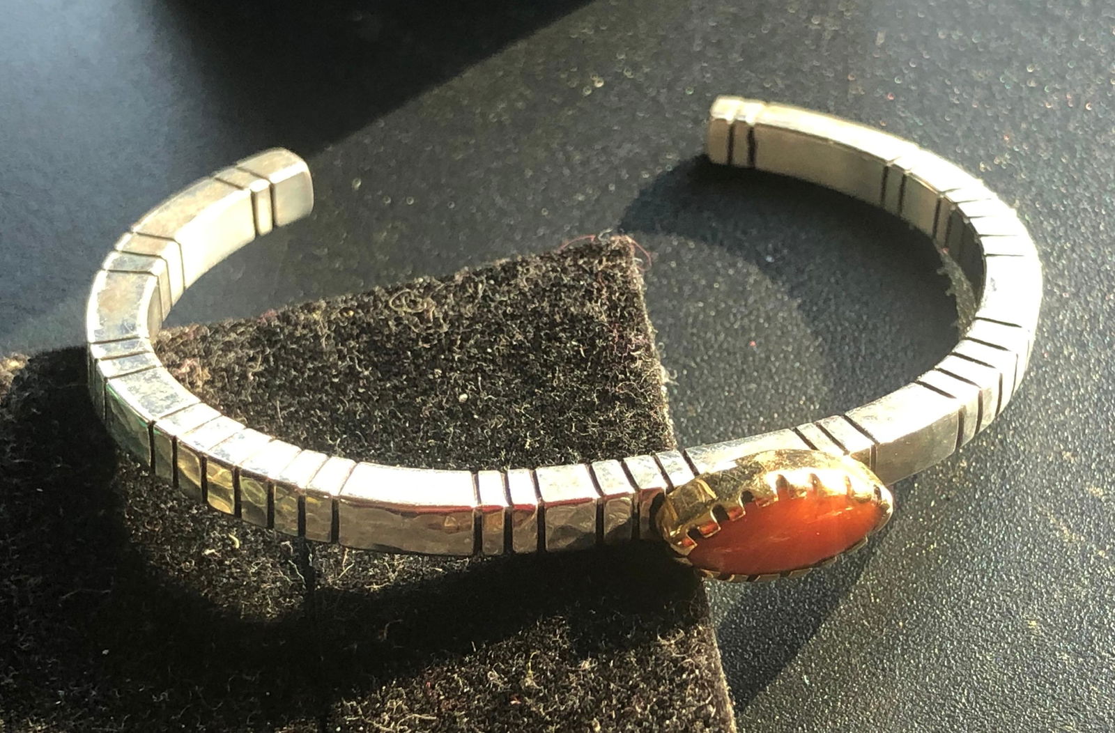 Vintage Silver Bracelet with 18K Gold and Red Coral (1 of 4)