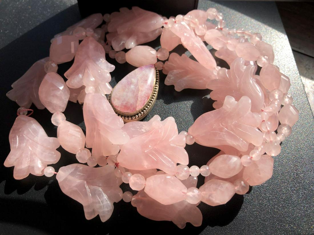 Vintage Pink Quartz Beads Necklace (1 of 6)