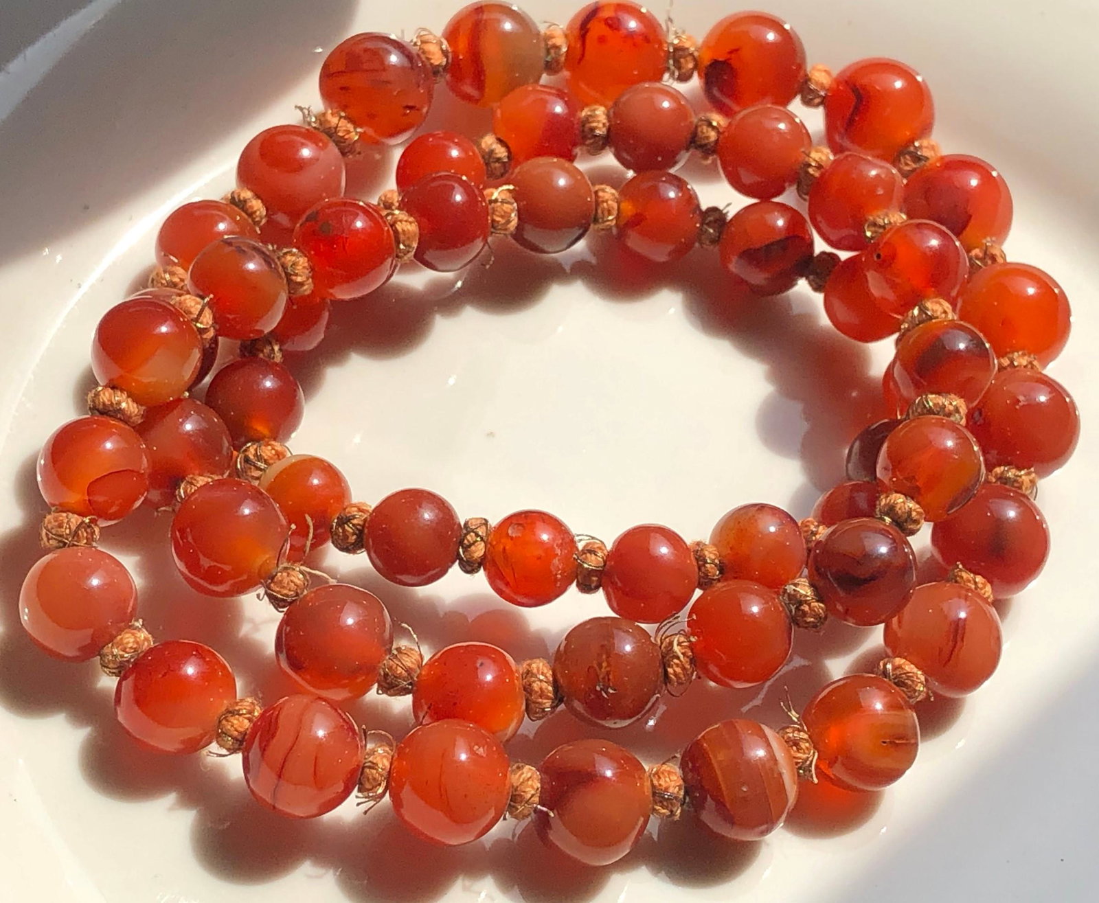 Vintage Carnelian Beads Necklace: Vintage Carnelian Beads Necklace, Length: 28", Size of each bead: 12mm