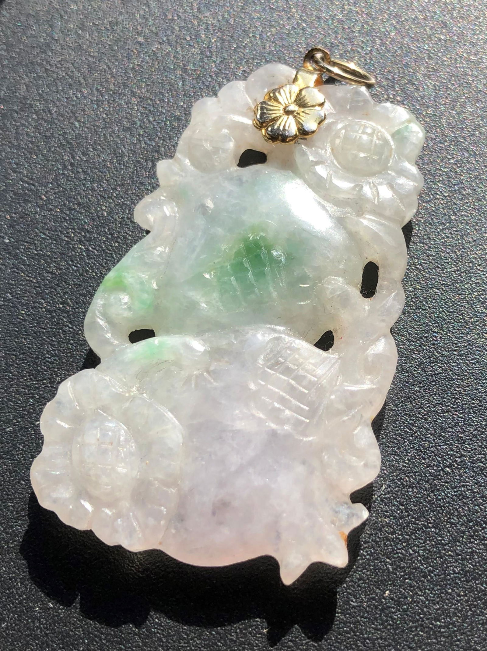 Antique Chinese Icy Jadeite Pendant (1 of 4)