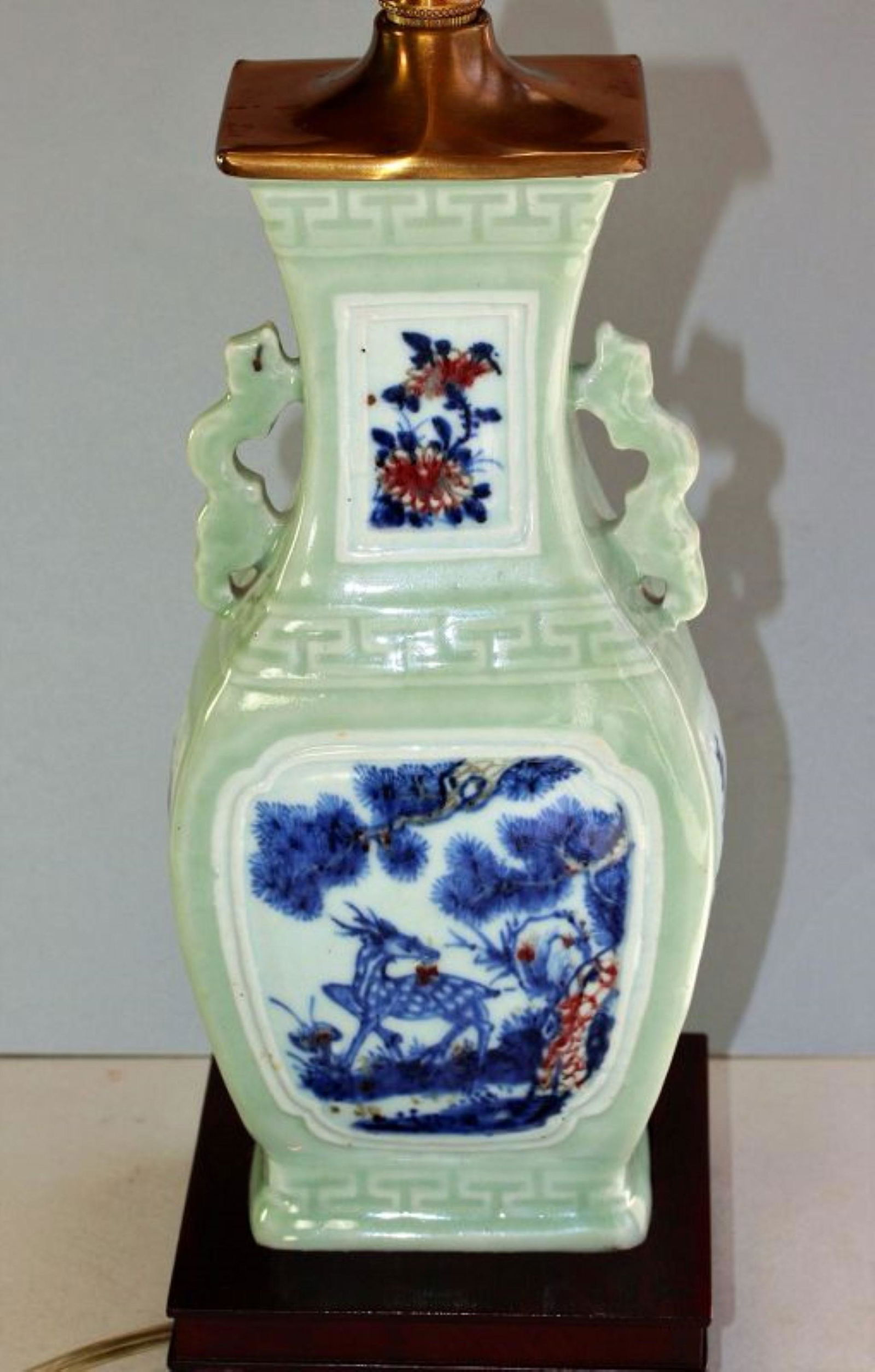 Chinese underglaze blue copper red Celadon Vase 18th C (1 of 6)