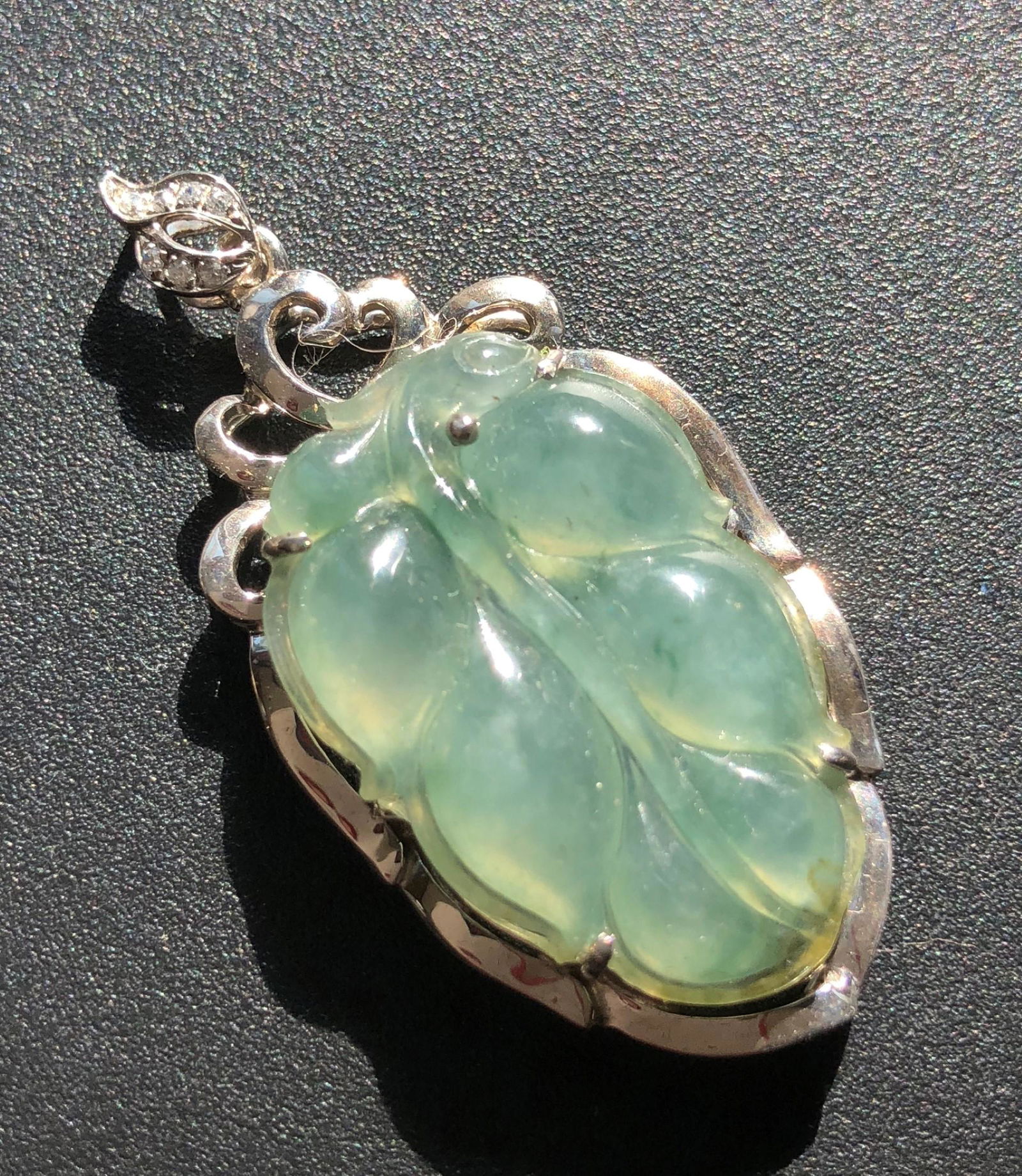 Vintage Natural Jadeite Silver Pendant (1 of 3)