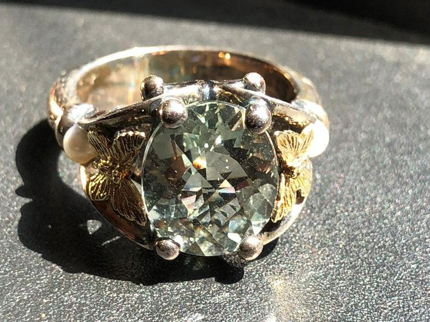 Antique Silver 18K Gold Butterfly Ring (1 of 9)