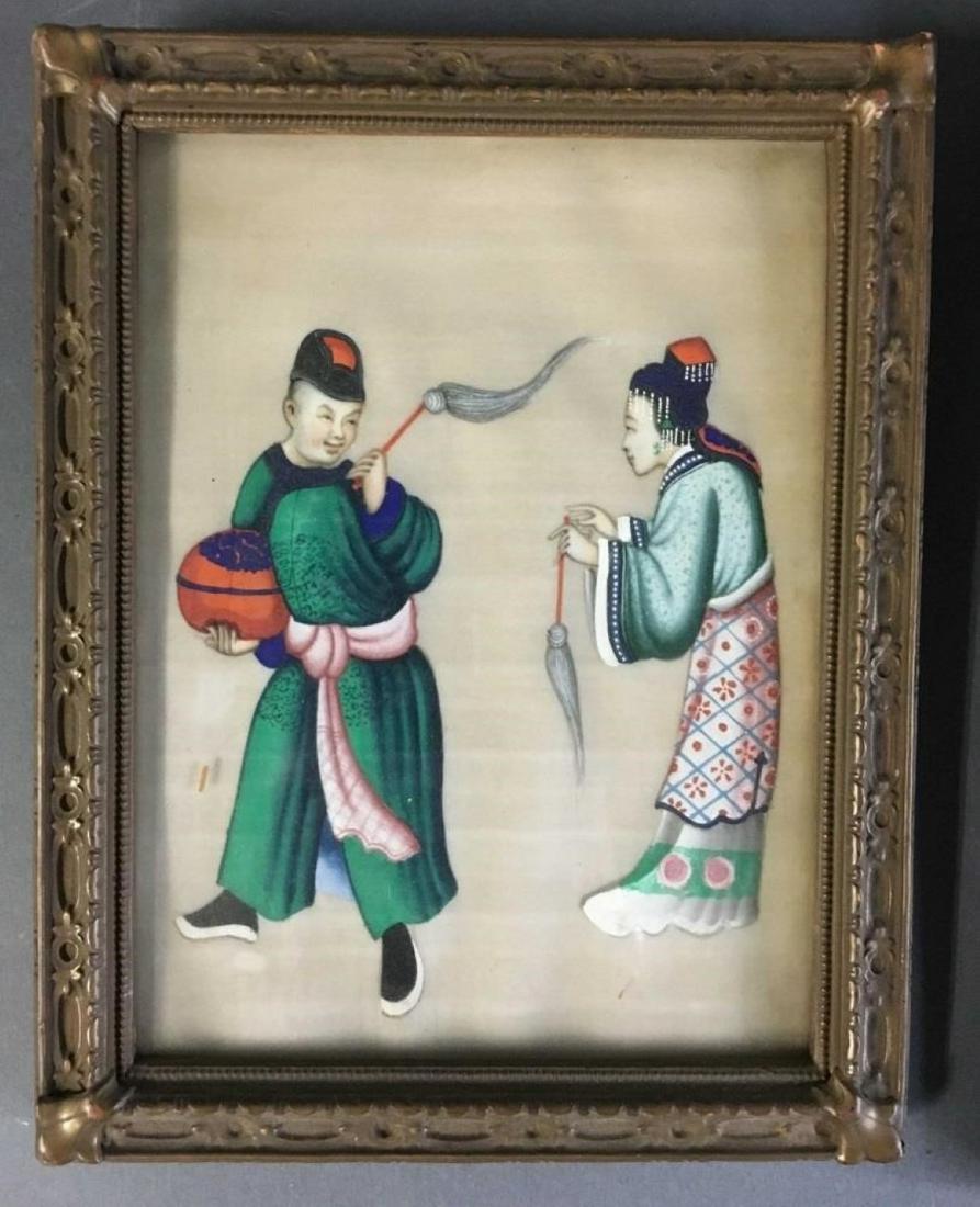 ANTIQUE CHINESE EXPORT QING DYNASTY WATERCOLOR PAINTING (1 of 1)