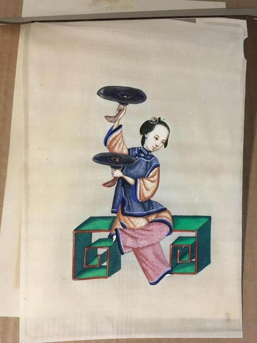 ANTIQUE CHINESE EXPORT QING DYNASTY WATERCOLOR PAINTING (1 of 1)