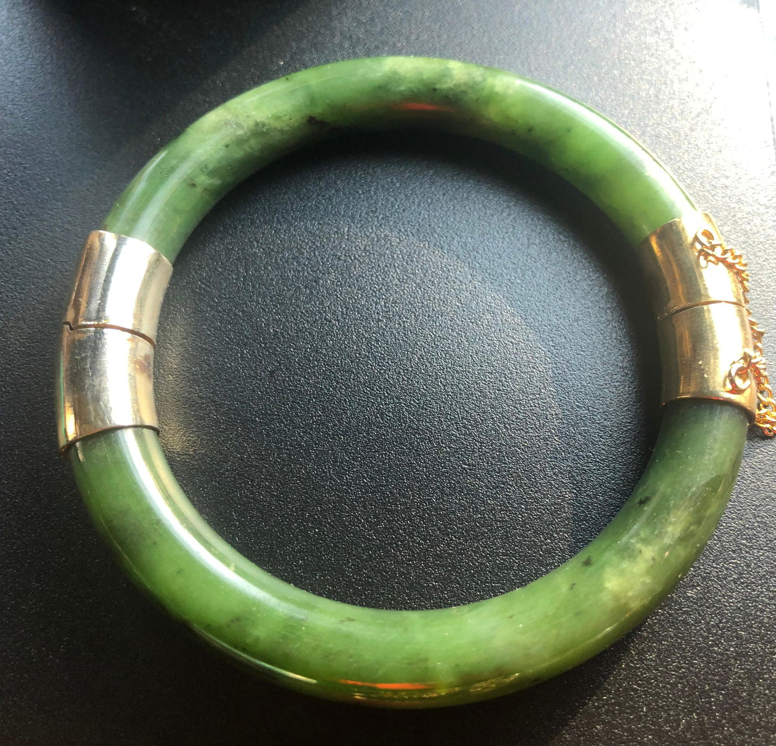 Vintage Nephrite Green Jade Bracelet (1 of 2)