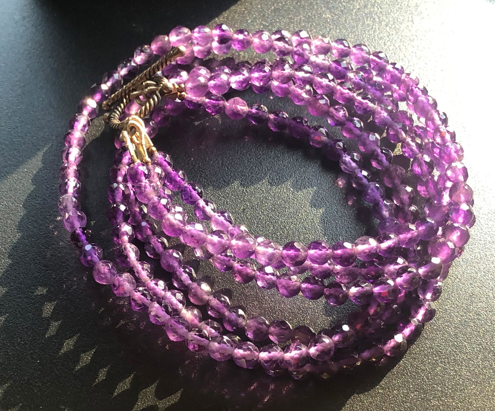 Three Strings Amethyst Beads Necklace (1 of 4)