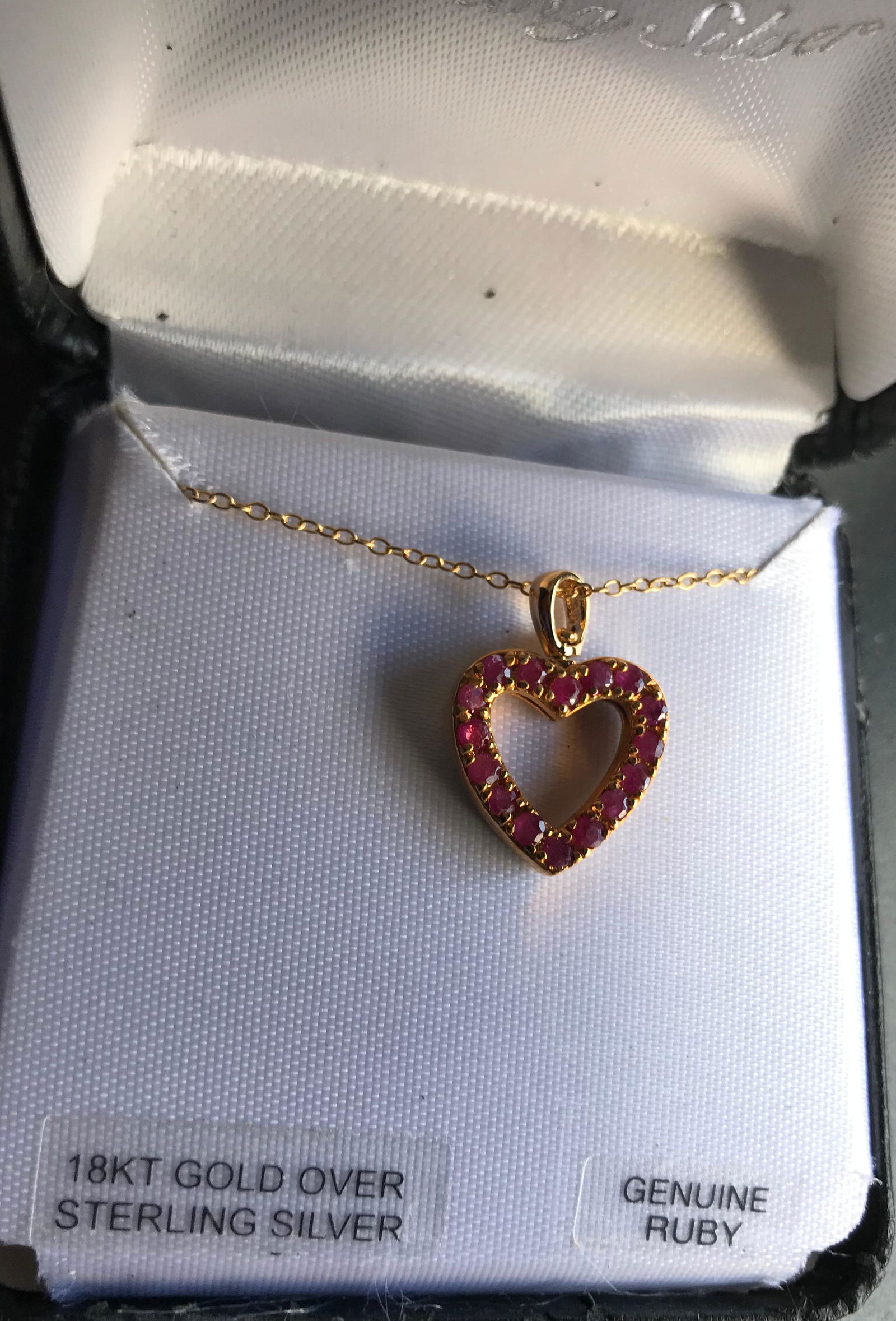 Vintage Silver Ruby Heart Shape Pendant (1 of 6)