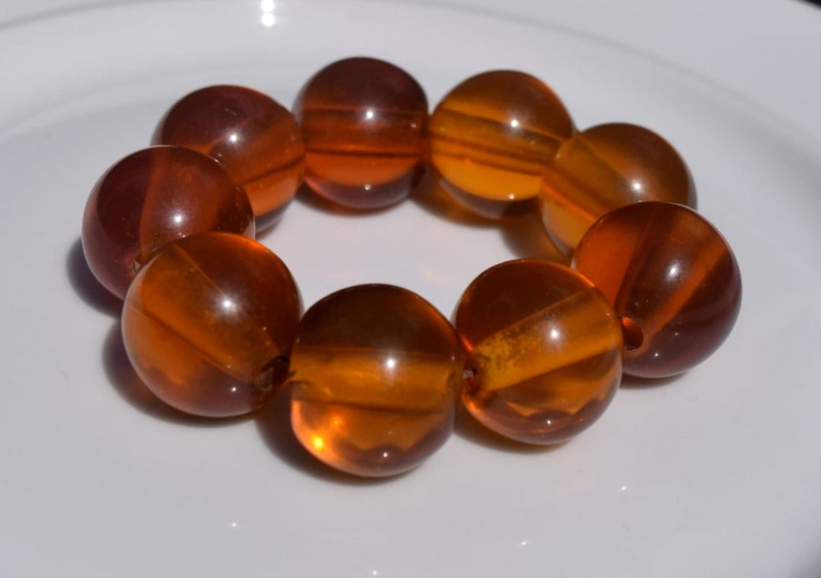 Huge Natural Amber Beads Bracelet, Diameter of each (1 of 3)