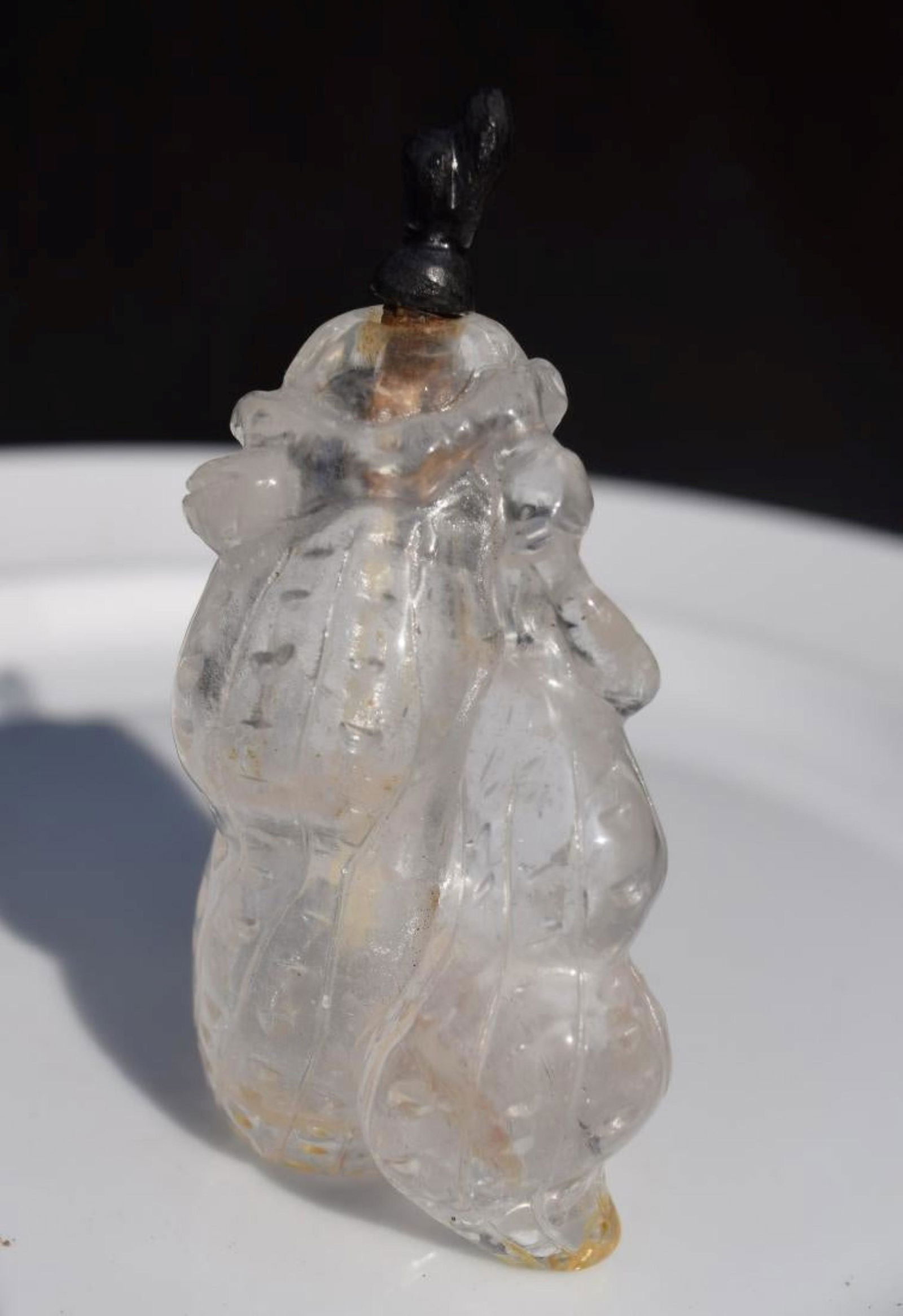 Antique Crystal Peanut Snuff Bottle, Size: 3" (1 of 3)