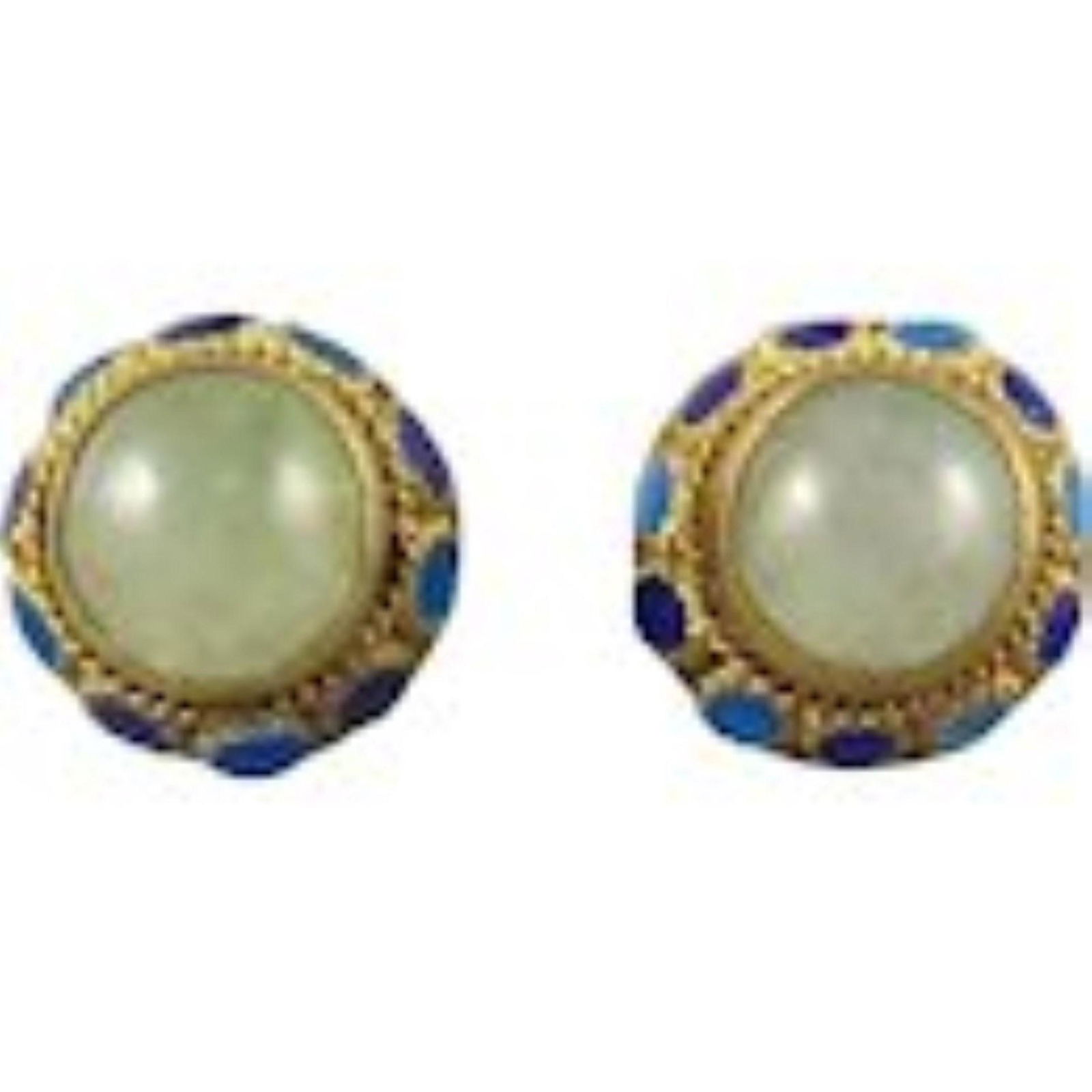 Pair of Chinese Enamel Jade Earrings (1 of 1)