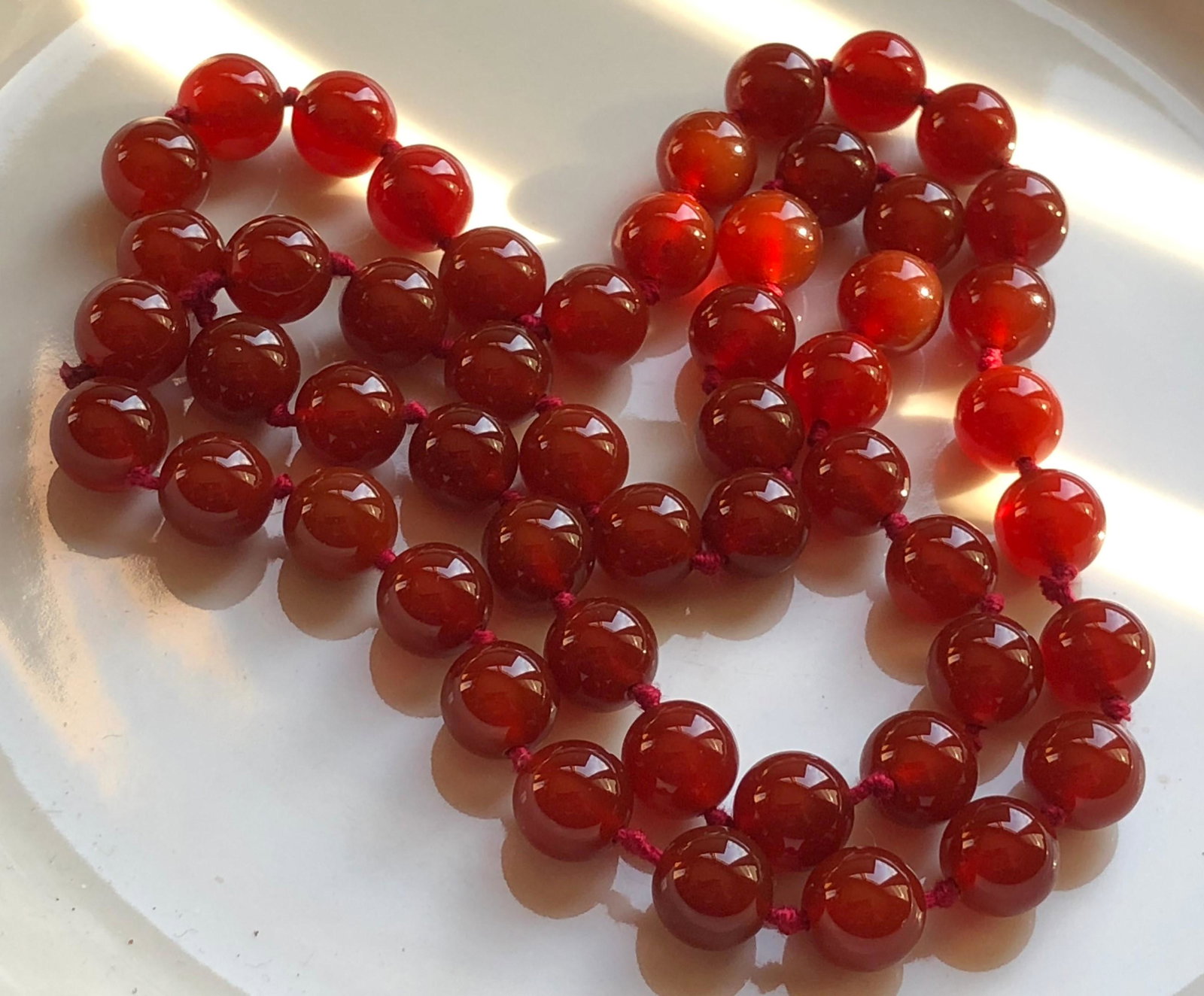 Vintage Red Carnelian Beads Necklace: Vintage Red Carnelian Beads Necklace, Size of each bead 10mm