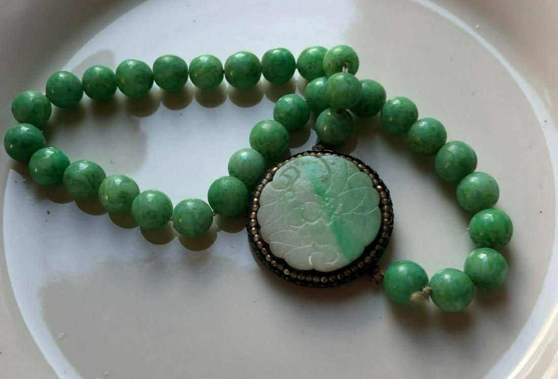 Antique Chinese Jadeite Seed Pearl Silver Pendant (1 of 4)