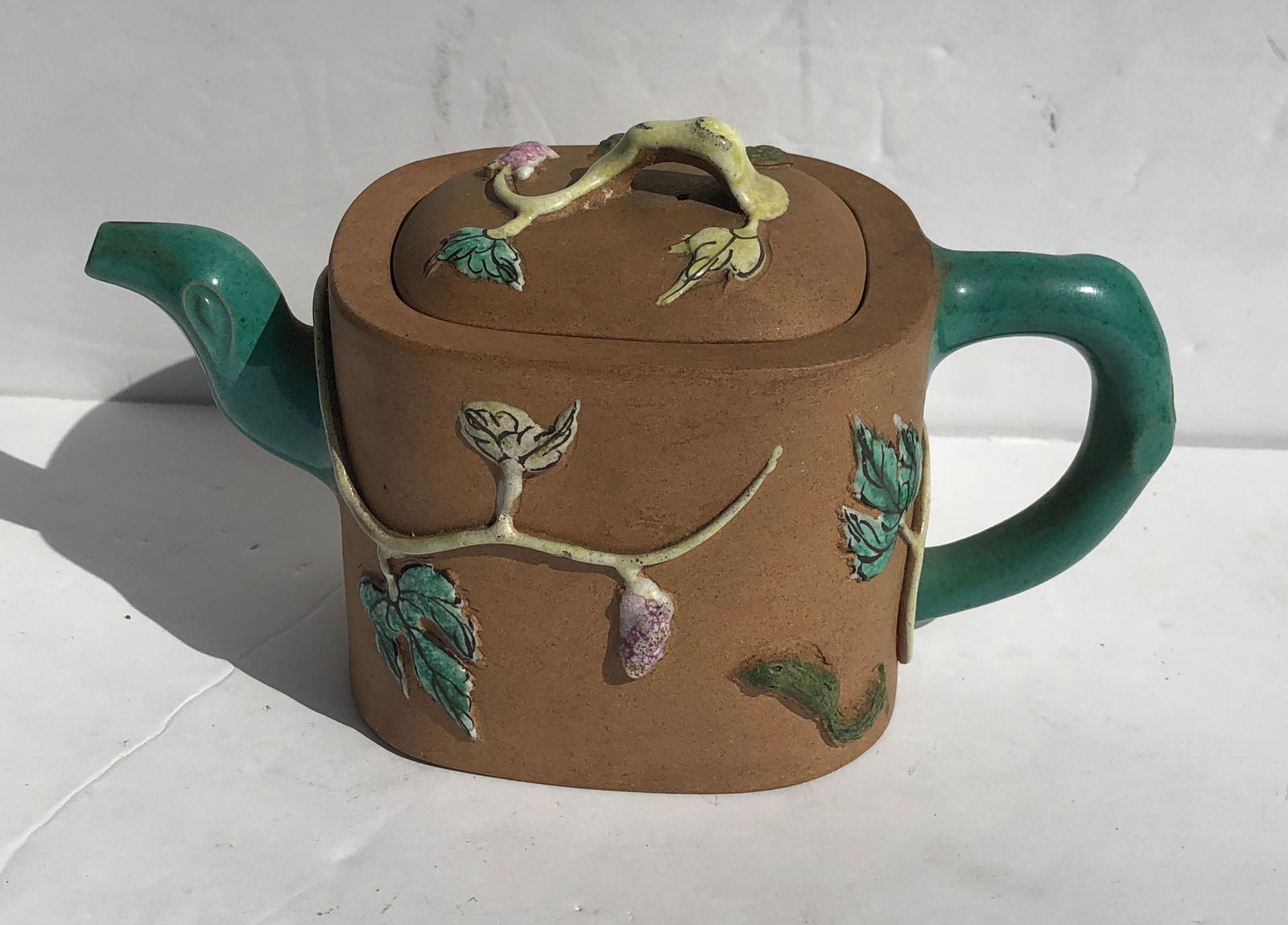 Antique Chinese Yixing Zisha Enamel Teapot (1 of 9)
