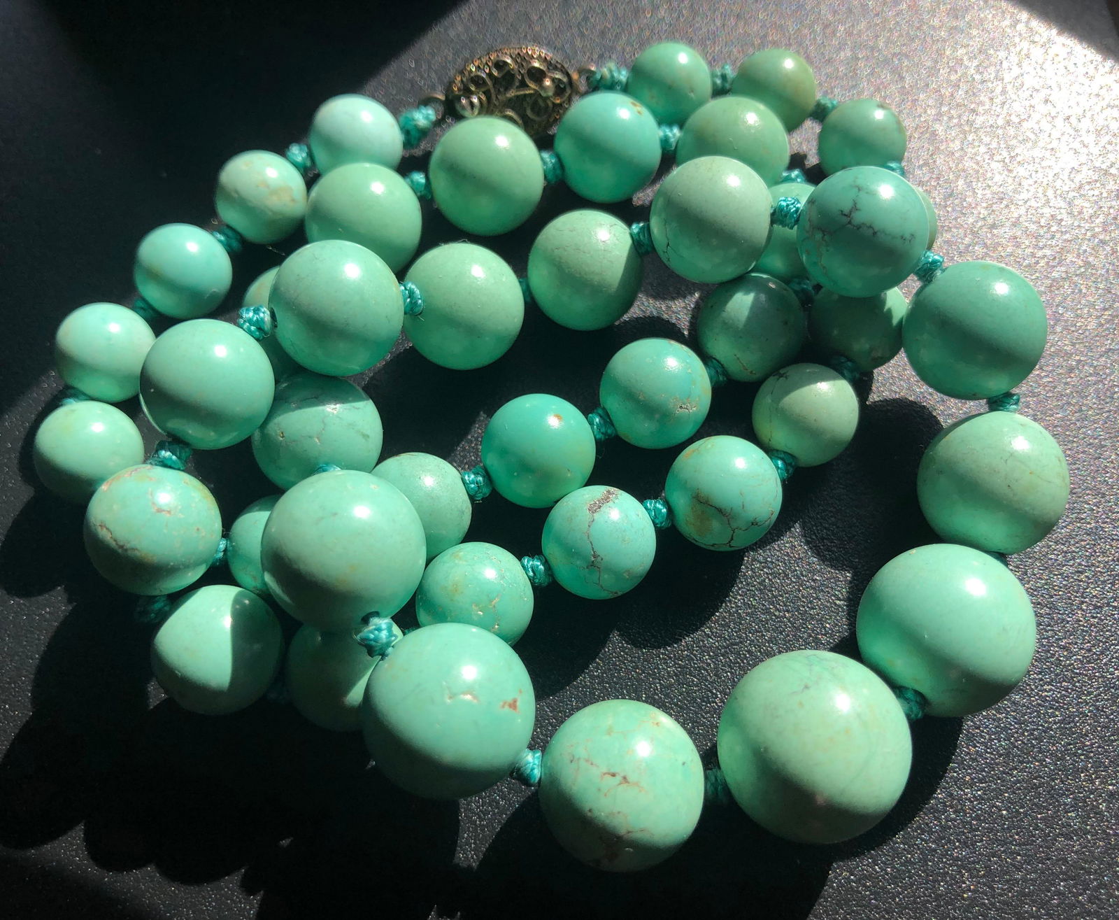 Antique Chinese Natural Turquoise Beads Necklace (1 of 3)