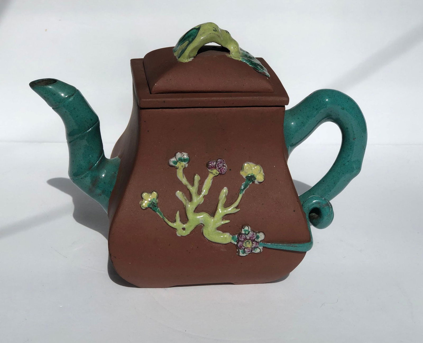 Antique Yixing Zisha Enamel Teapot (1 of 9)
