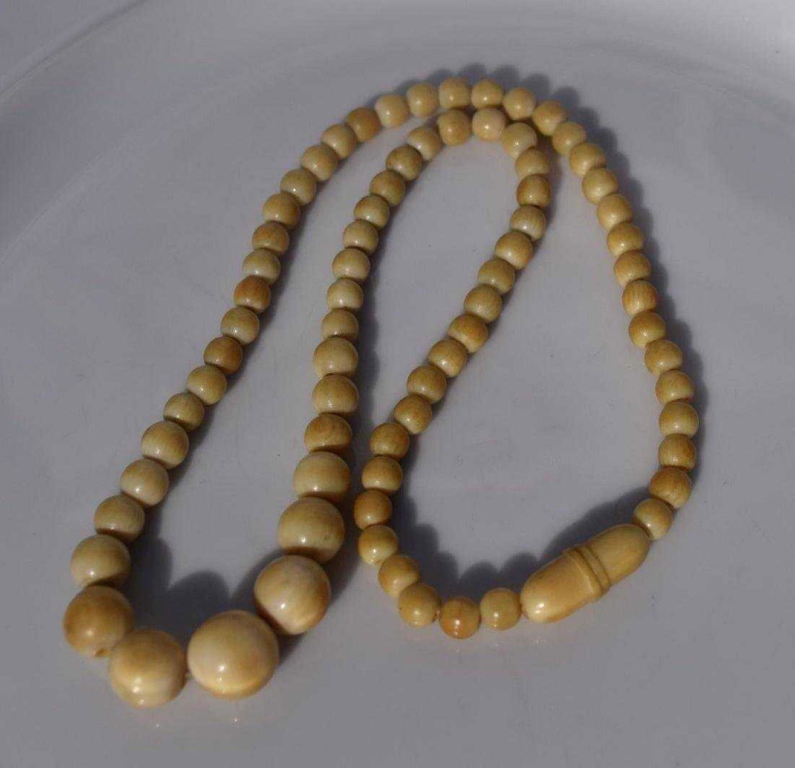 Vintage Carved Bead Necklace, Length: 17" (1 of 3)