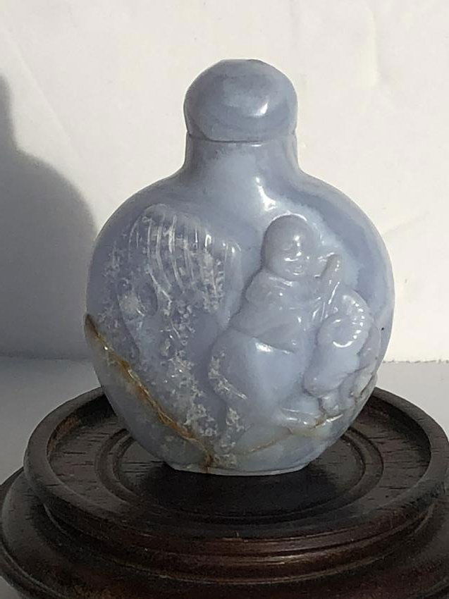 Antique Blue Agate Snuff Bottle (1 of 7)
