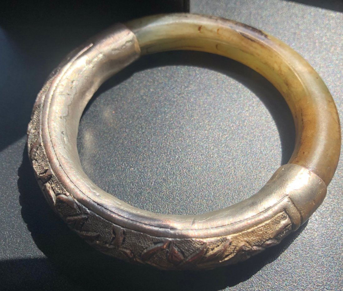 Vintage Chinese Silver Jade Bracelet (1 of 4)