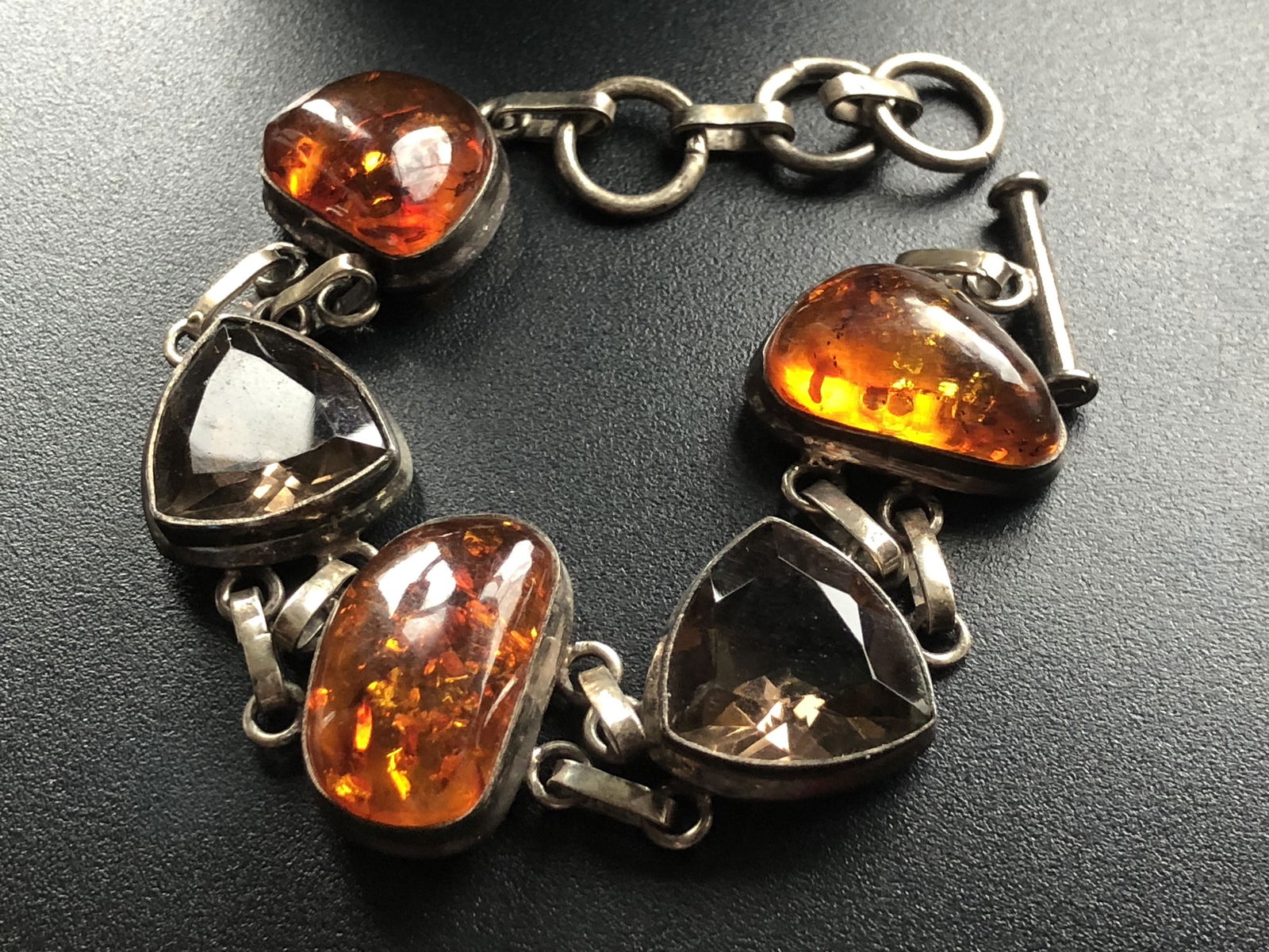 Antique Silver Amber Bracelet (1 of 4)
