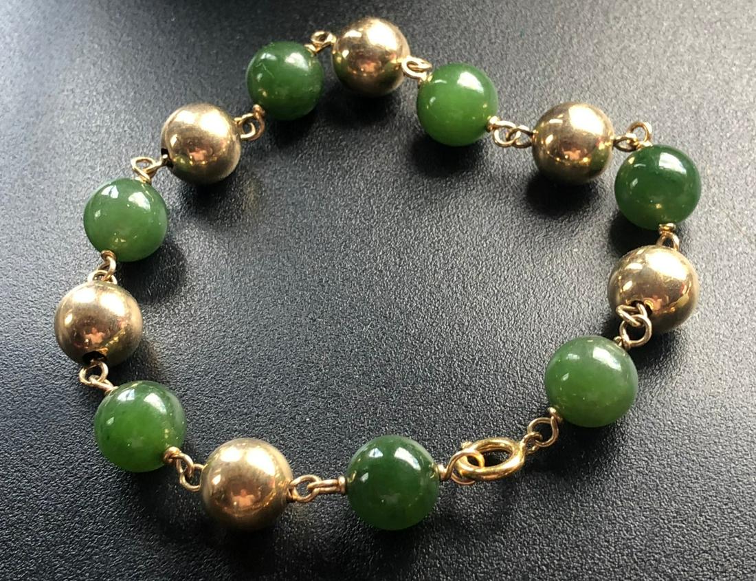 Vintage Green Jade Beads Bracelet (1 of 3)