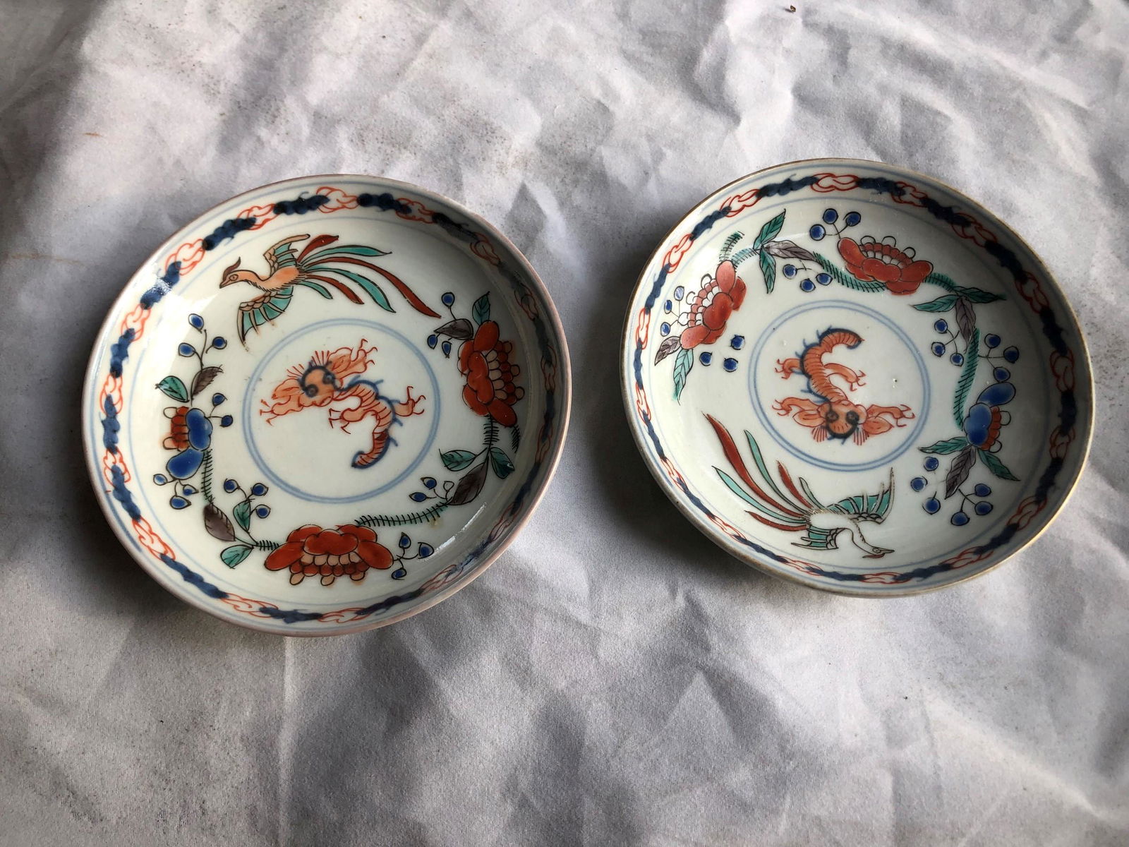Pair of Ming Dynasty Five Color Dishes (1 of 10)