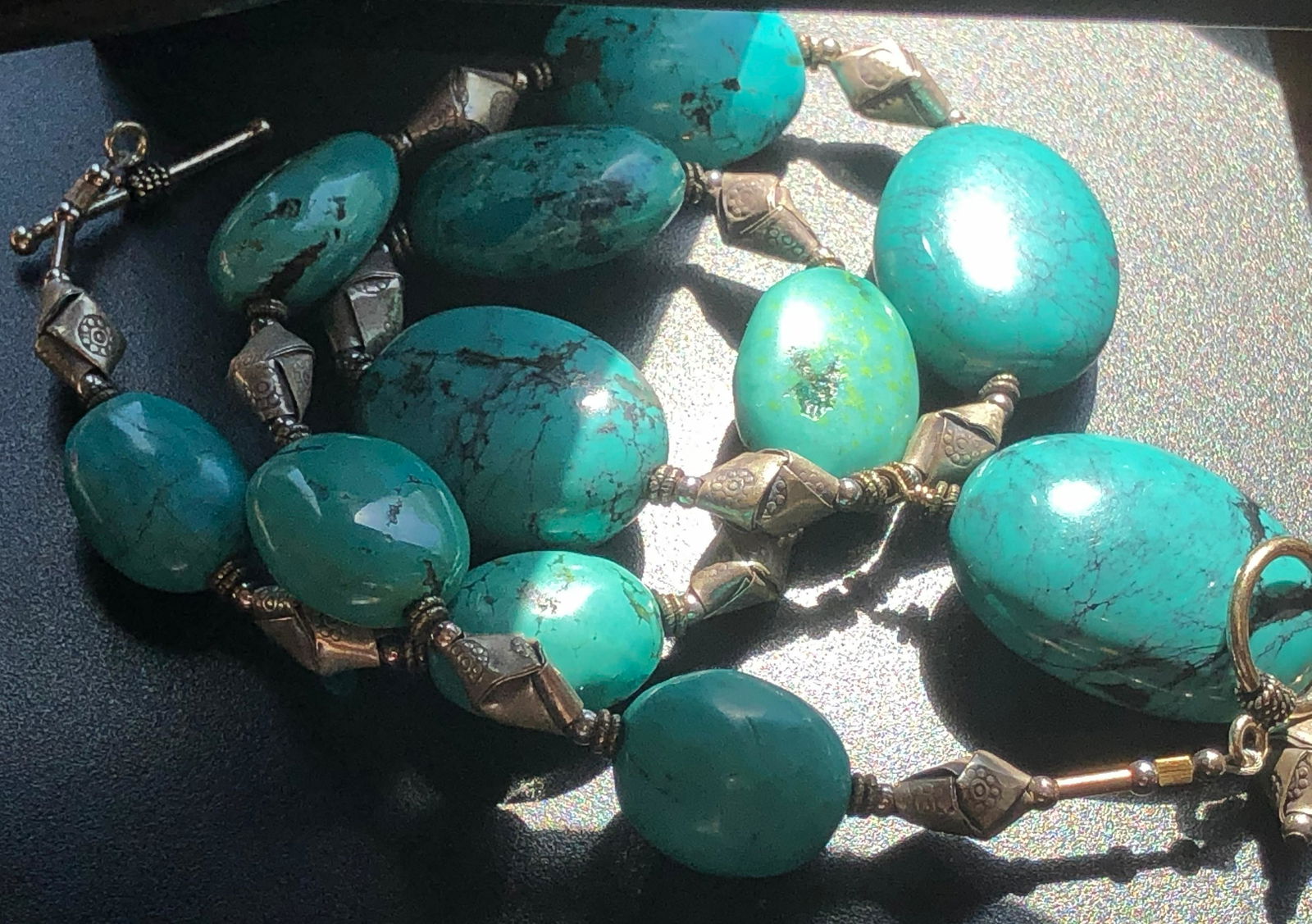 Vintage Turquoise Silver Beads Necklace (1 of 3)