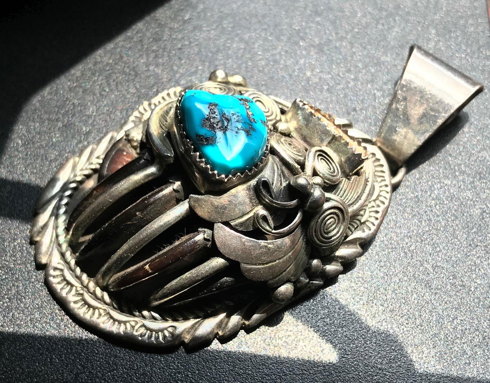 Antique Native American Silver Claw Pendant (1 of 2)