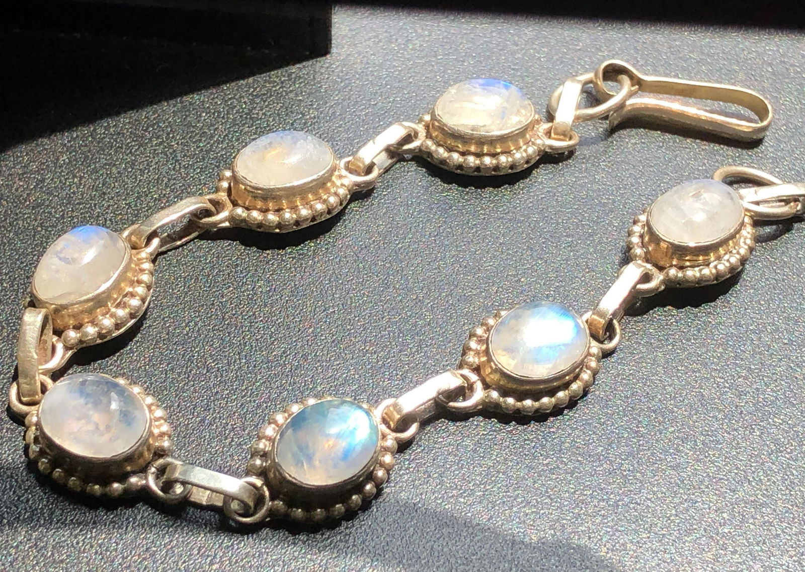 Antique Silver Bracelet Moon Stone Marked 925 (1 of 4)
