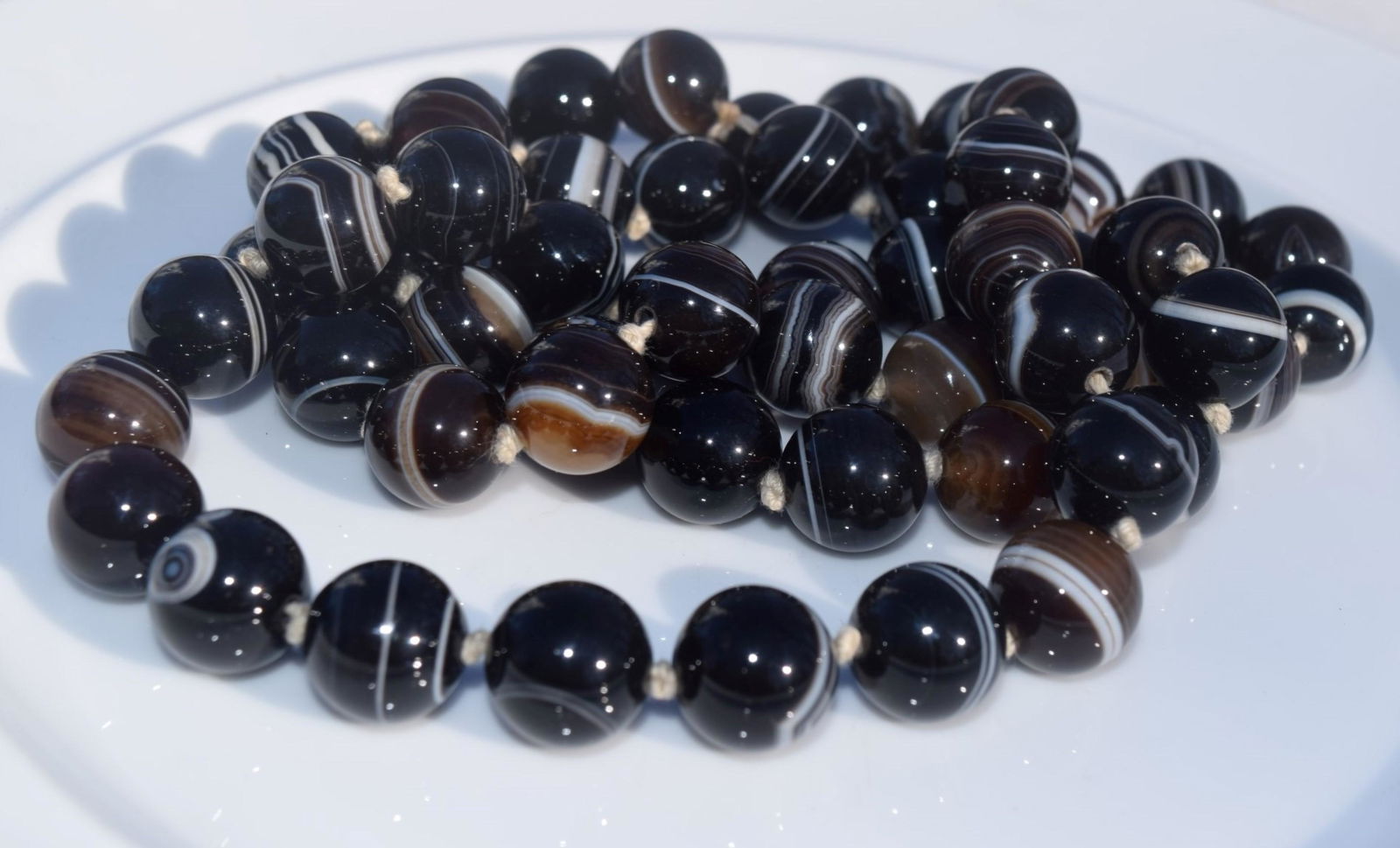 Vintage Agate Beads Necklace, 14mm Bead (1 of 3)