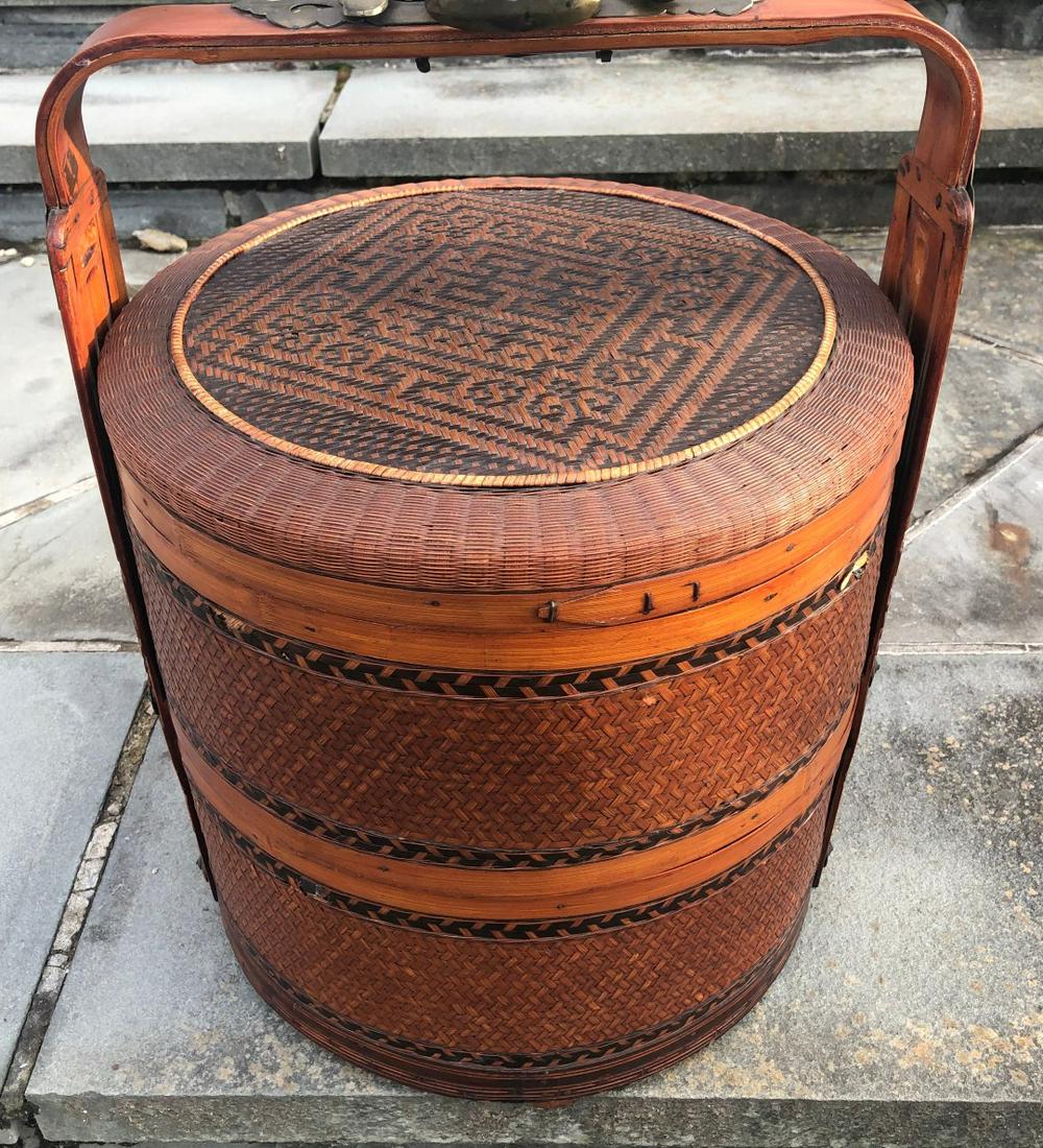 Antique Chinese Bamboo Wedding Basket (1 of 2)