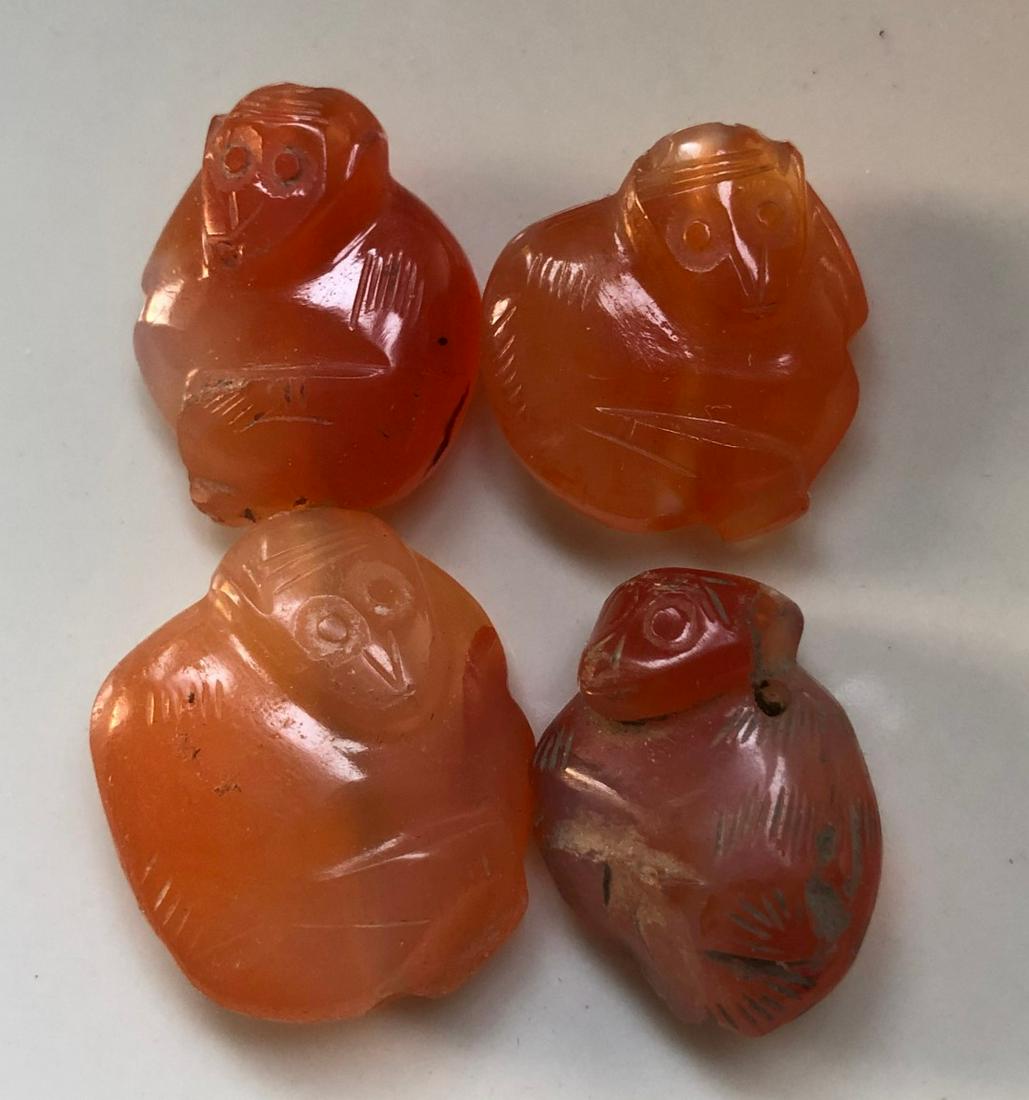 Four Antique Carnelian Monkey Pendants (1 of 3)