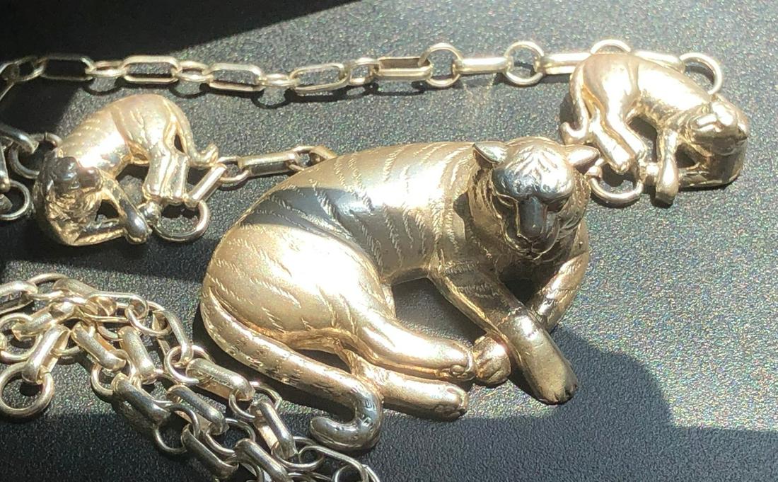 Vintage Silver Mother Tiger with two baby Tigers (1 of 13)