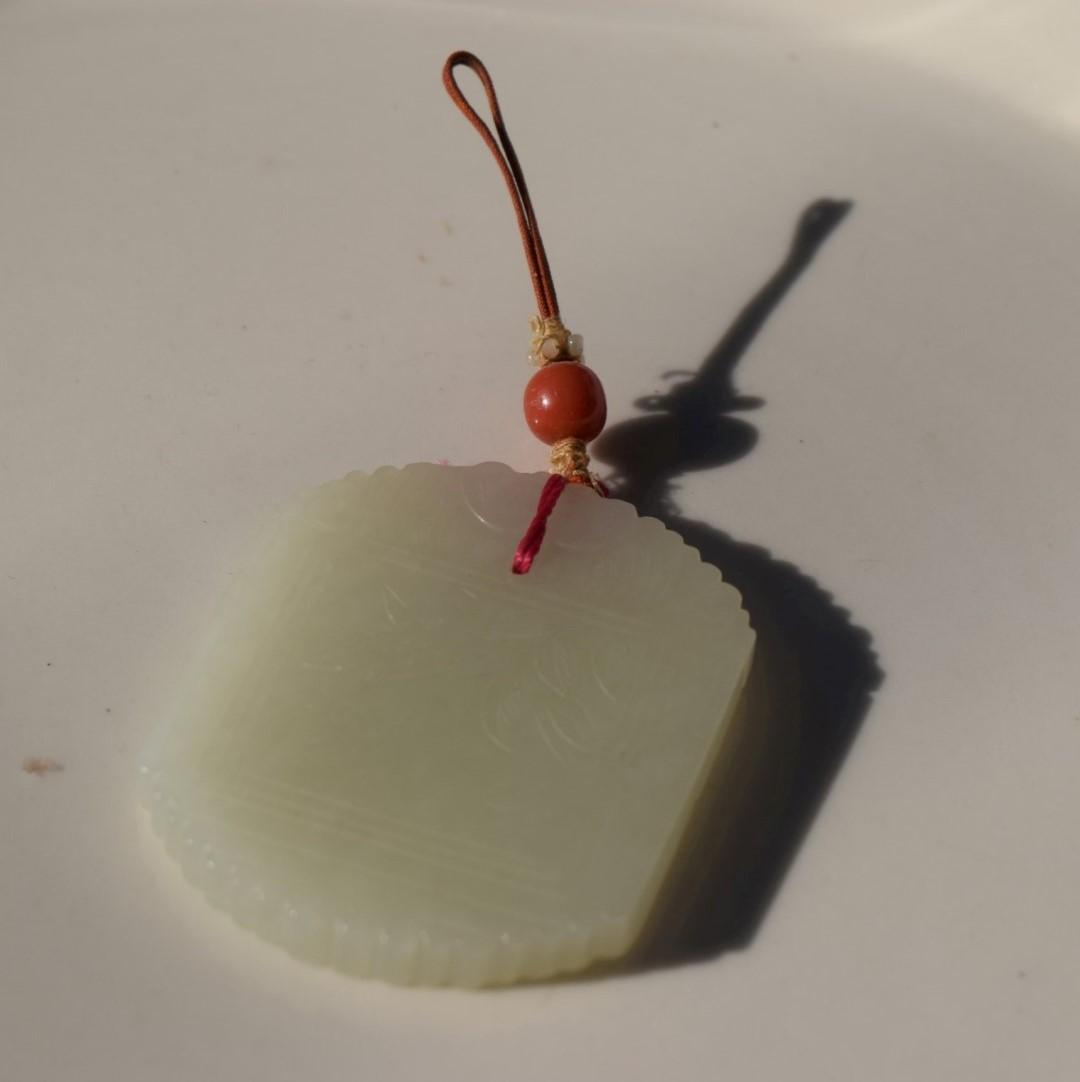 ANTIQUE CHINESE WHITE JADE PLAQUE (1 of 4)