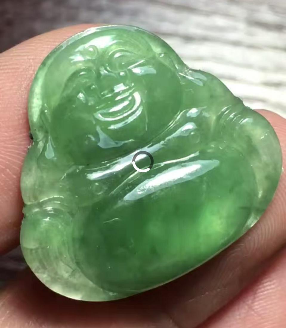 Natural Green Jadeite Buddah Pendant: Natural Green Jadeite Buddah Pendant, Size: 1.5" x 1"