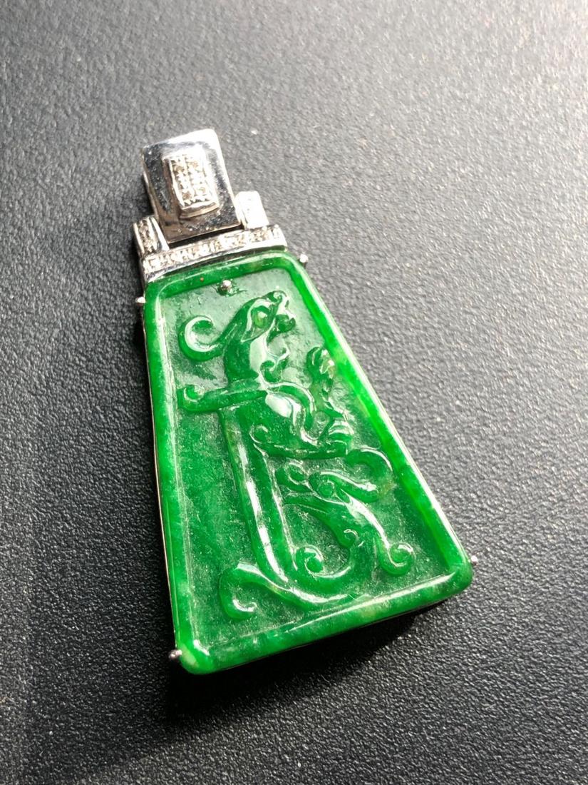 18K Gold Natural Jadeite Dragon Pendant (1 of 8)