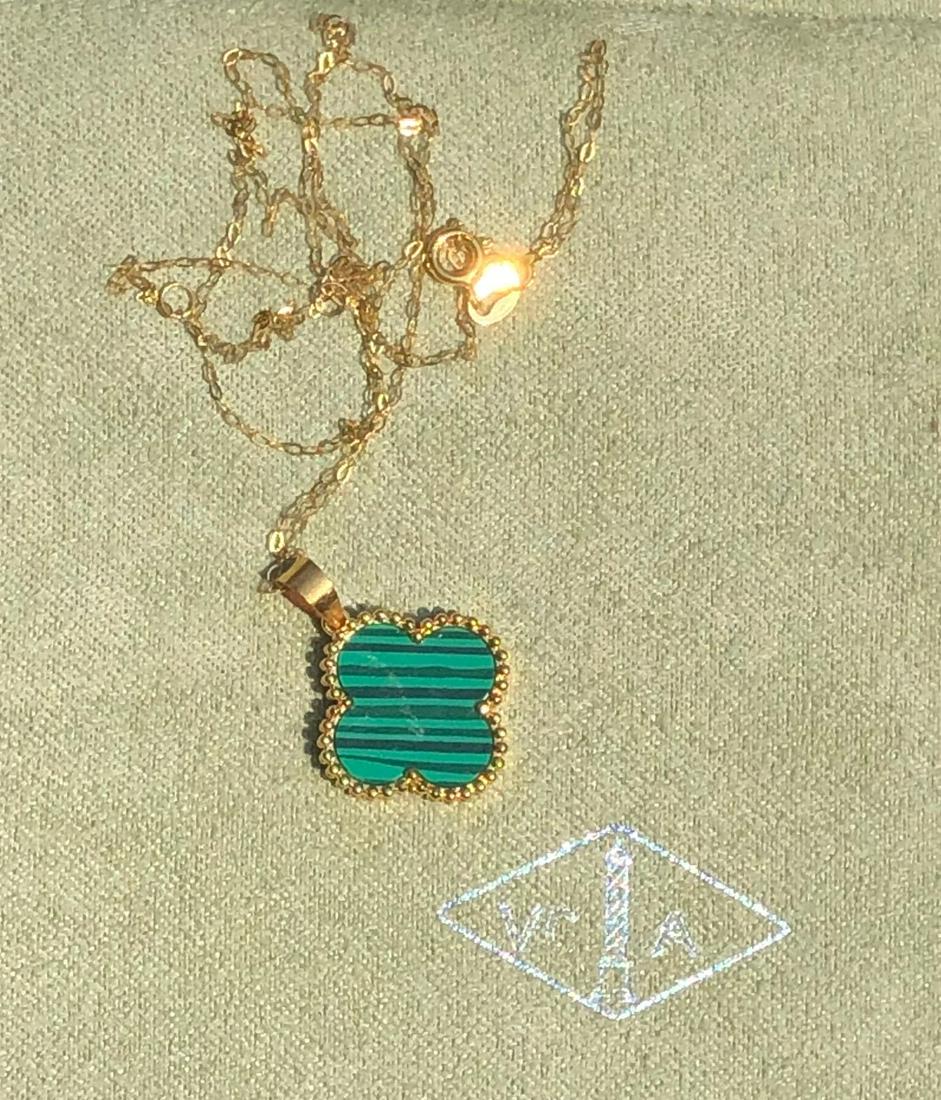 18K Gold Malachite Pendant with Gold Filled Chain (1 of 2)