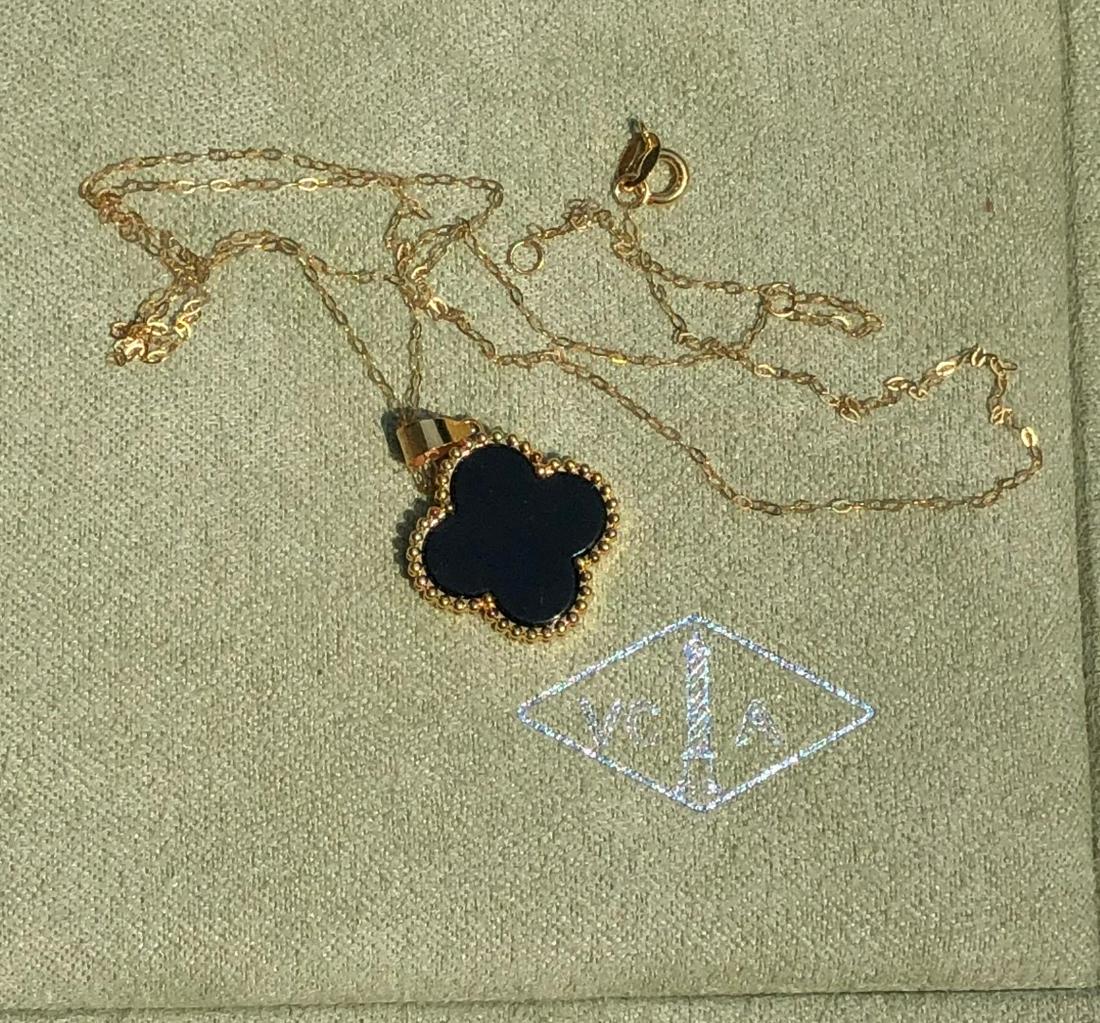 18K Gold Black Onyx Pendant with Gold Filled Chain (1 of 1)