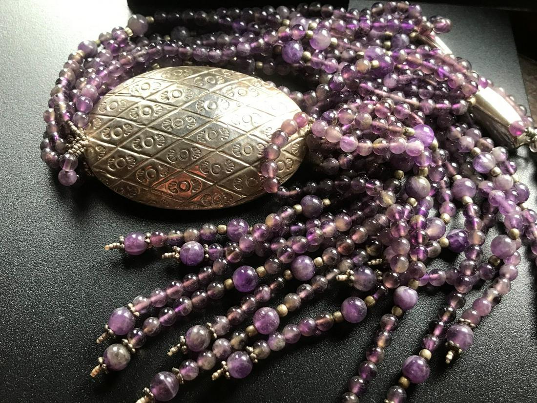 Vintage Silver Amethyst Beads Necklace (1 of 3)